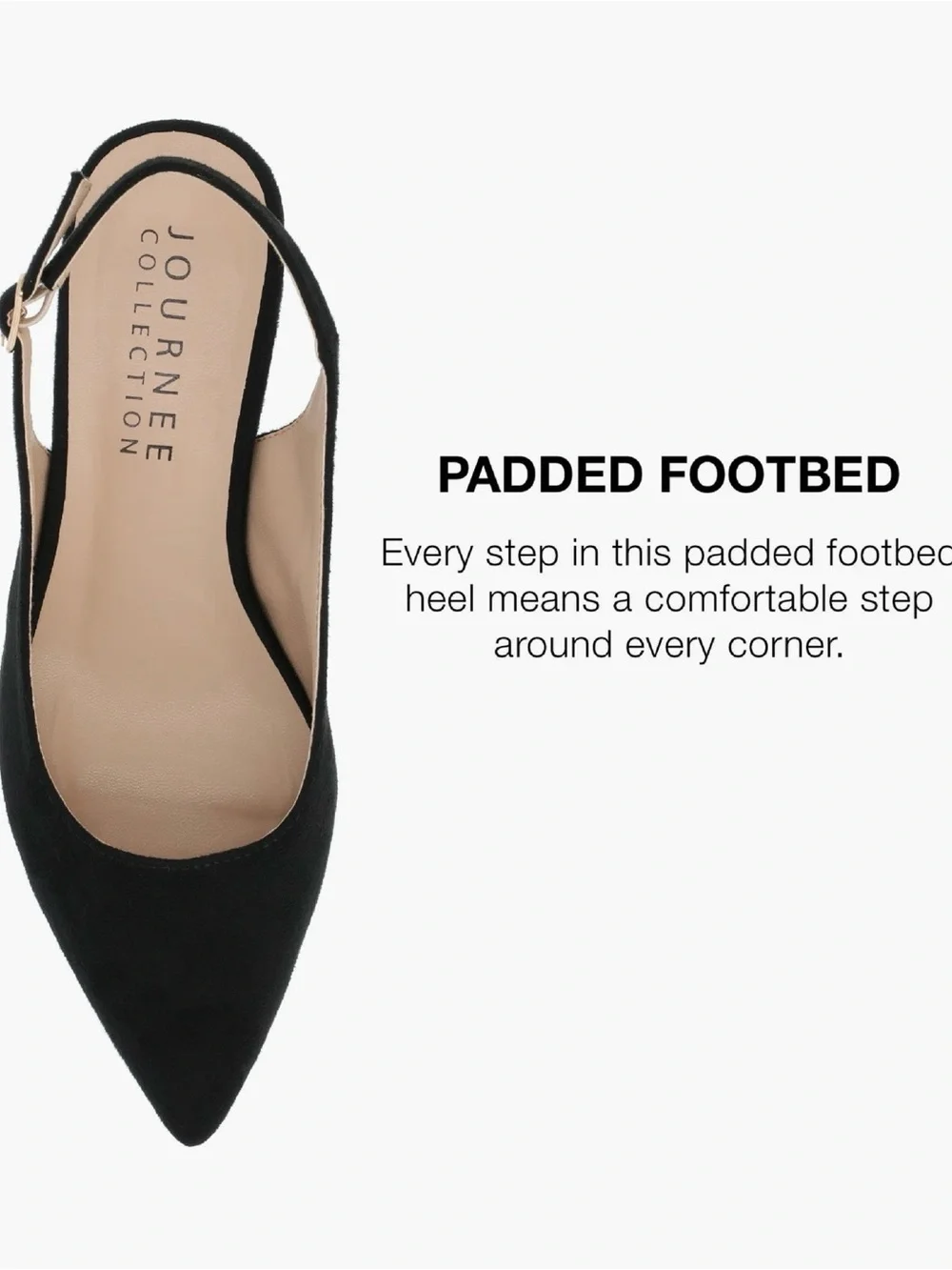 Journee Black Pointed-Toe Slingback Low Block Heel Mules (9.5)